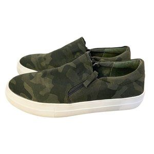 Steve Madden Glaammar Green Camo Slip On Canvas Side Zip Loafers Womens Size 9M